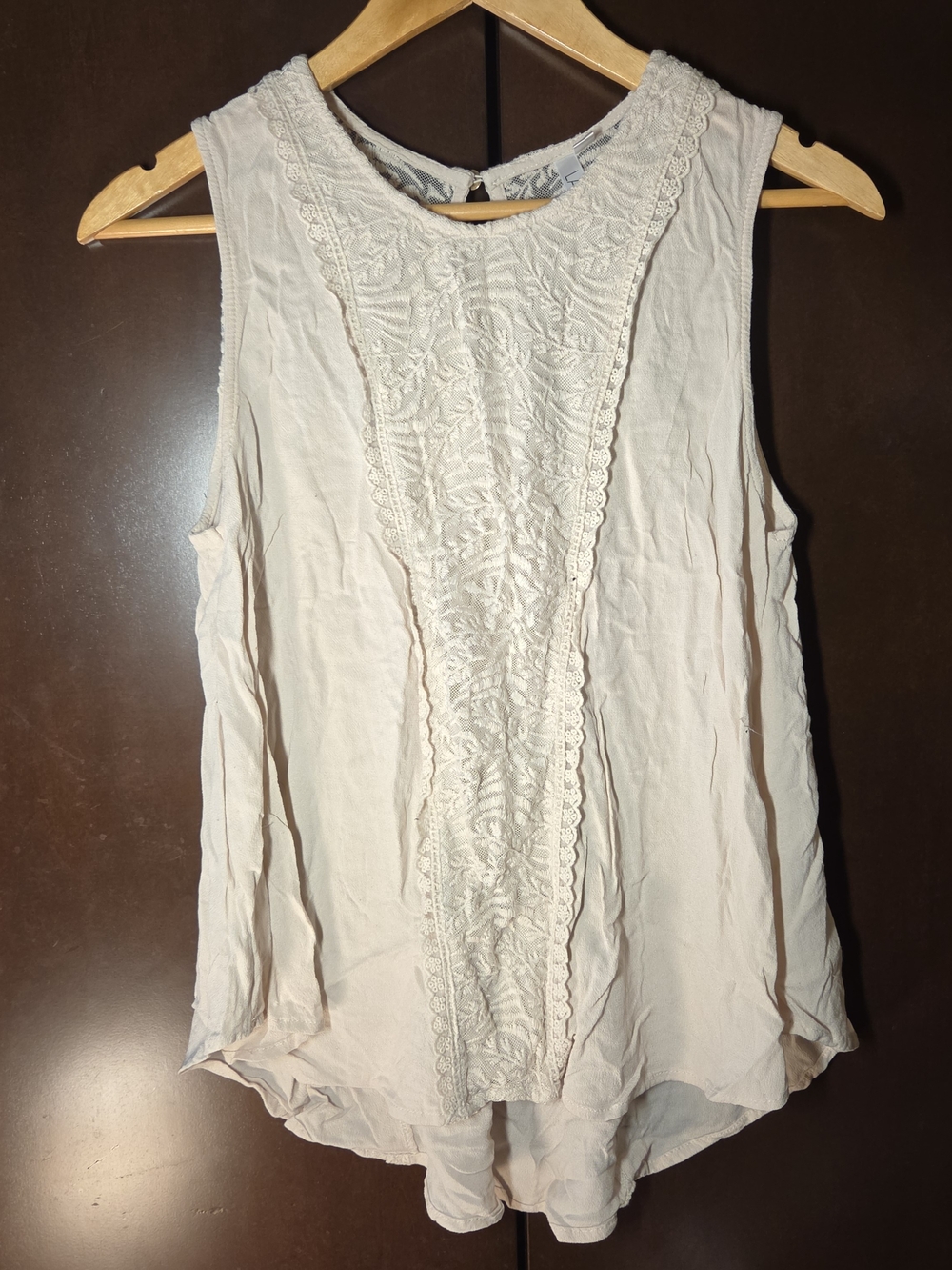 Lapis Cream Lace-Trim Sleeveless Camisole Women Size Petite Large